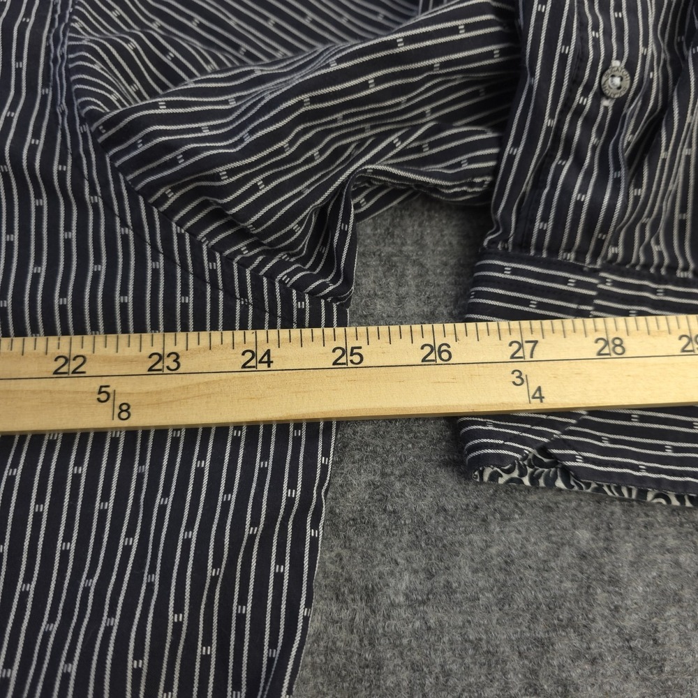 Bugatchi Shirt XL Black‎ White Vertical Striped Long Sleeve Button Up Cotton - Picture 4 of 8